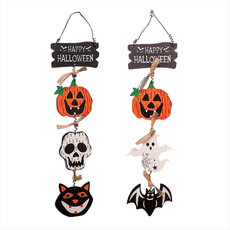 Halloween front door hanging pumpkin witch ghost flag logo Halloween home haunted house door decoration scene arrangement