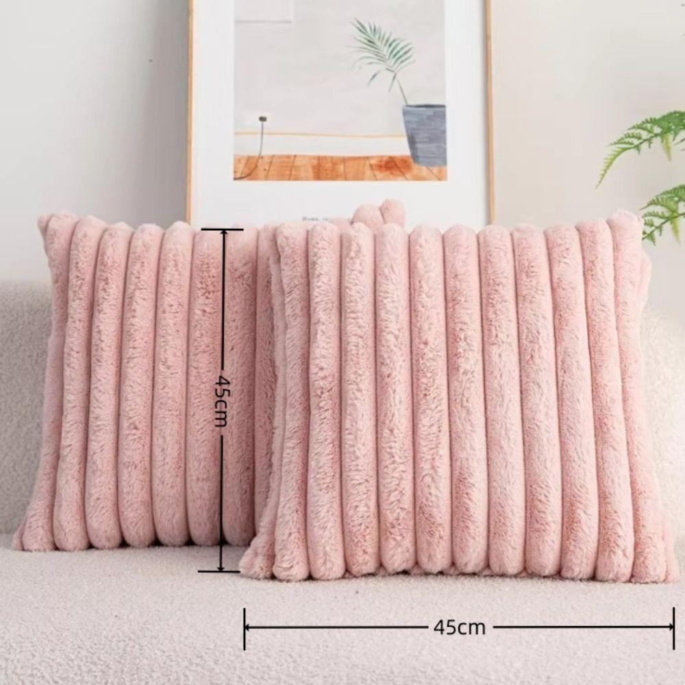 Thick Striped Square Pillow Cushion Cover Soft Plush Pillow Case Protector New Cushion Cover