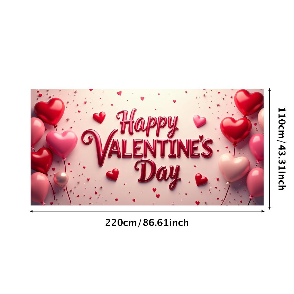 Valentine's Day Banner Backdrop Romantic Decorations Heart Background Red Love Celebration Photography Prop Party Supplies
