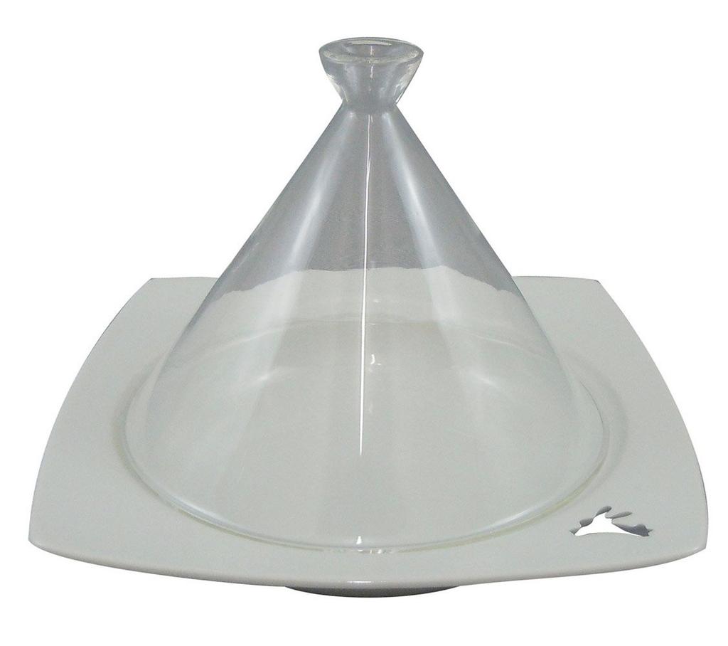 Dream Tagine Pot (Square) 20cm with Glass Lid, White Rabbit Design, Microwave-Only, ID-21-23