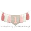 Boho 1st Birthday Party Decoration Banner Photo Prop for Girl Baby Shower Pink Wall Hangings Decorative for Kids Bedroom Gift