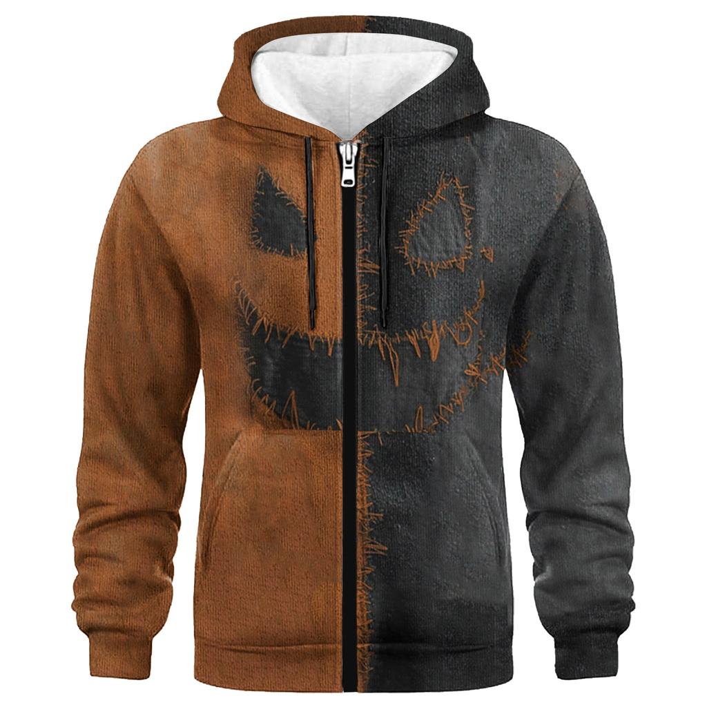 Men's Casual Long-Sleeved Zippered Hooded Sweatshirt Jacket