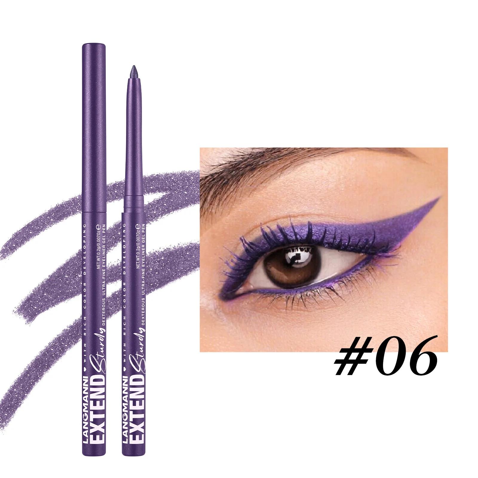 2-in-1 Oogpotlood Oogschaduwpotlood Waterdicht Langhoudend 12 Kleuren Roterend Zwart Mat Eyeliner Lijm Pen Make-up voor Ogen Cosmetica black