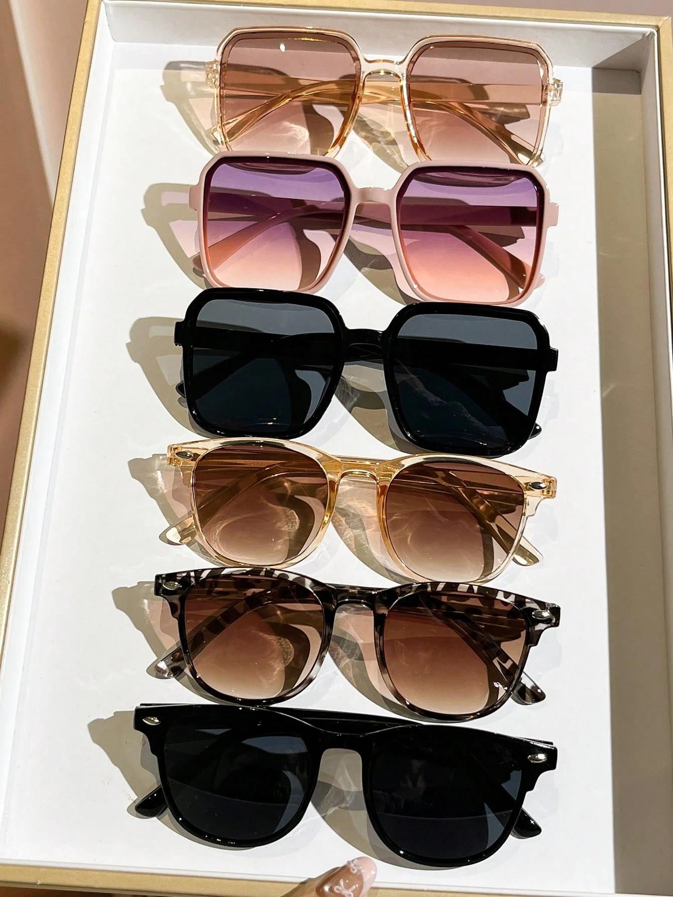 

6PCS Mixed Set Fashion Glasses Large Square Frame Stylish Glasses Oval Frame Simple Glasses Unisex Suitable for Daily Wear