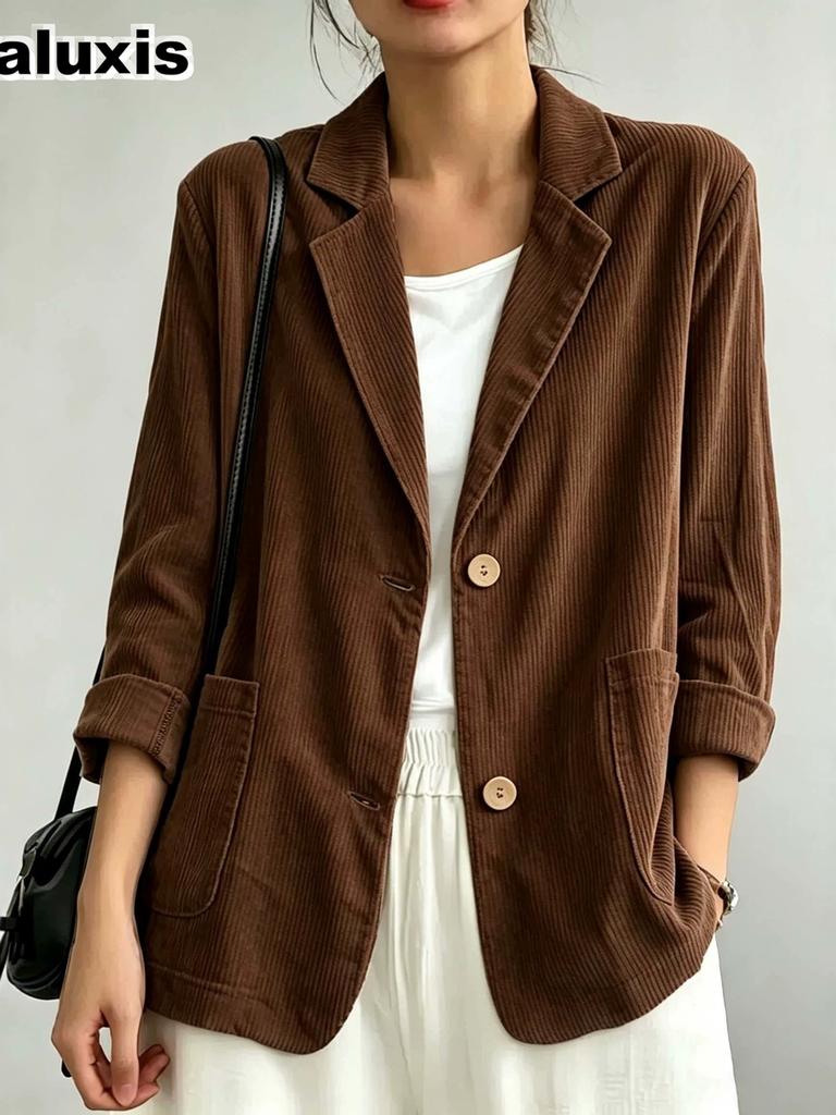 New Foreign Women's Autumn Winter Casual Versatile Temperament Vintage Corduroy Blazer