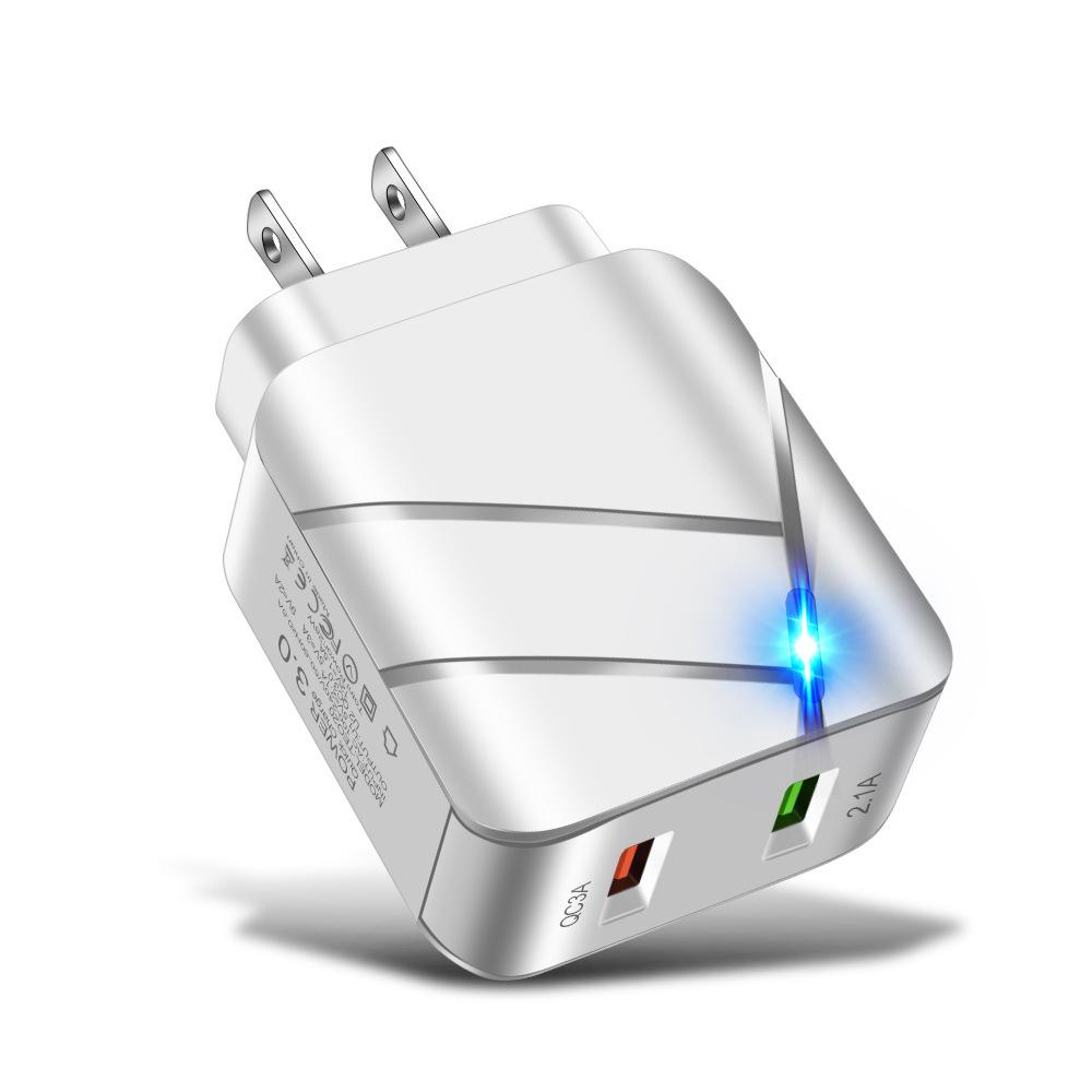 Luminous QC3.0+2.1A Dual-Port USB Fast Charger for US/EU Standards