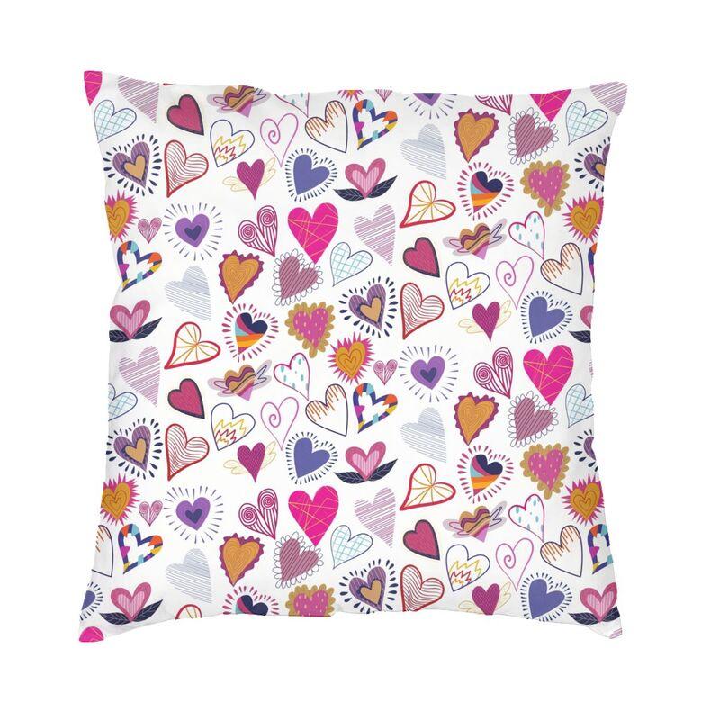 Custom Vintage Valentine Purple Hearts Pattern Throw Pillow Case Decor Home Nordic Cushion Cover Soft Pillowcase