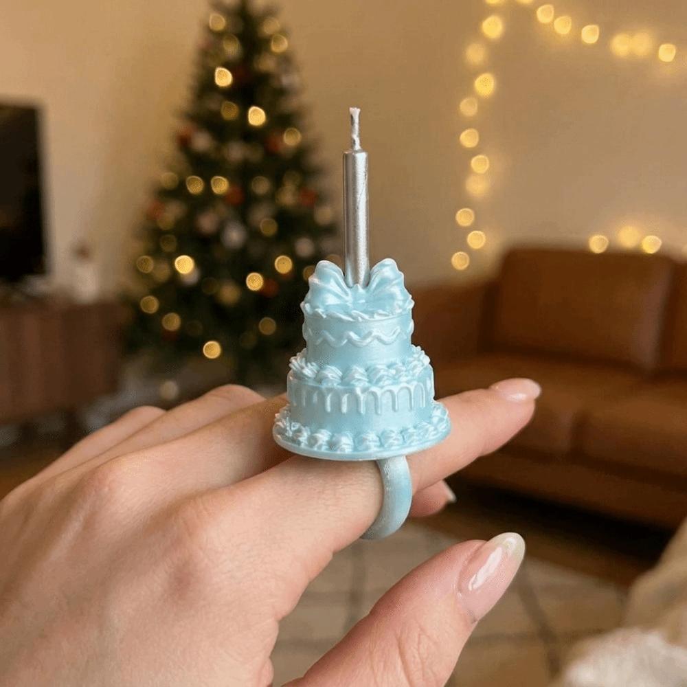 Portacandele Anello per Torta Finitura Seta Anello Candela Mini Torta 3D Anello Candela Compleanno Cake Topper