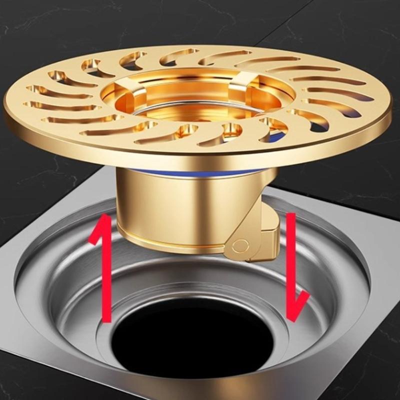 2Pcs Copper Floor Drain Bathroom Sewer Dectable Drainer Hair Catcher Washing Machine Ground Leakage Easy to Use