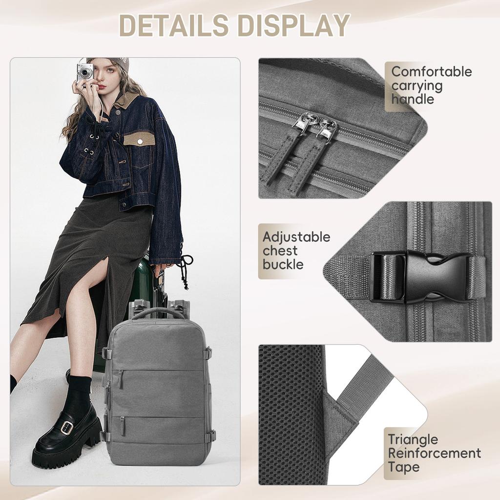 Men's Backpack Versatile Commuting Business Waterproof Backpacks Laptop Bag Large-Capacity Carry On Luggage Travel Backpack