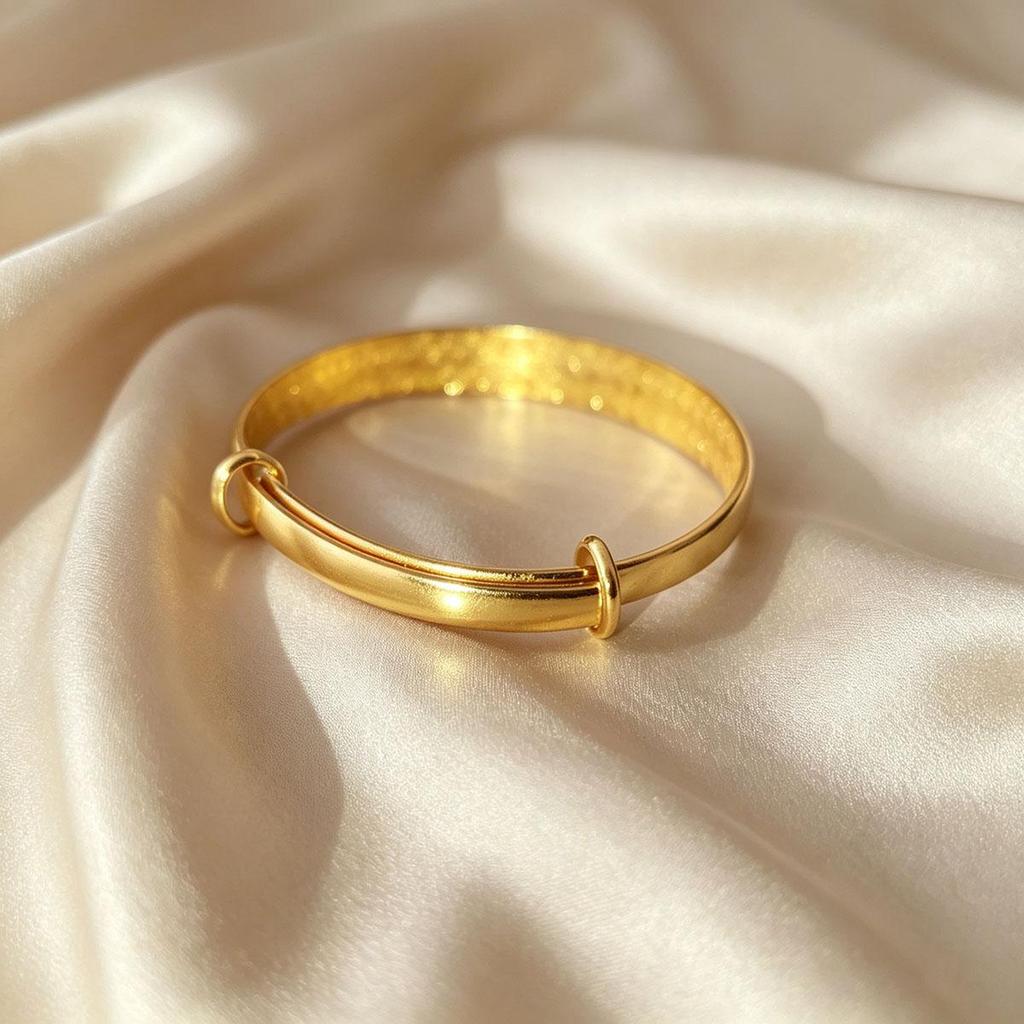 Starry Sky Gold Bracelet Women Solid Bangles Auspicious Chinese Retro National Style Hand Ring Push-Pull Adjustable