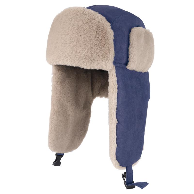

Теплая шапка, зимняя шапка для катания на лыжах, холодная и ветрозащитная, с утолщенными плюшевыми ушками L（58-60cm） королевский синий