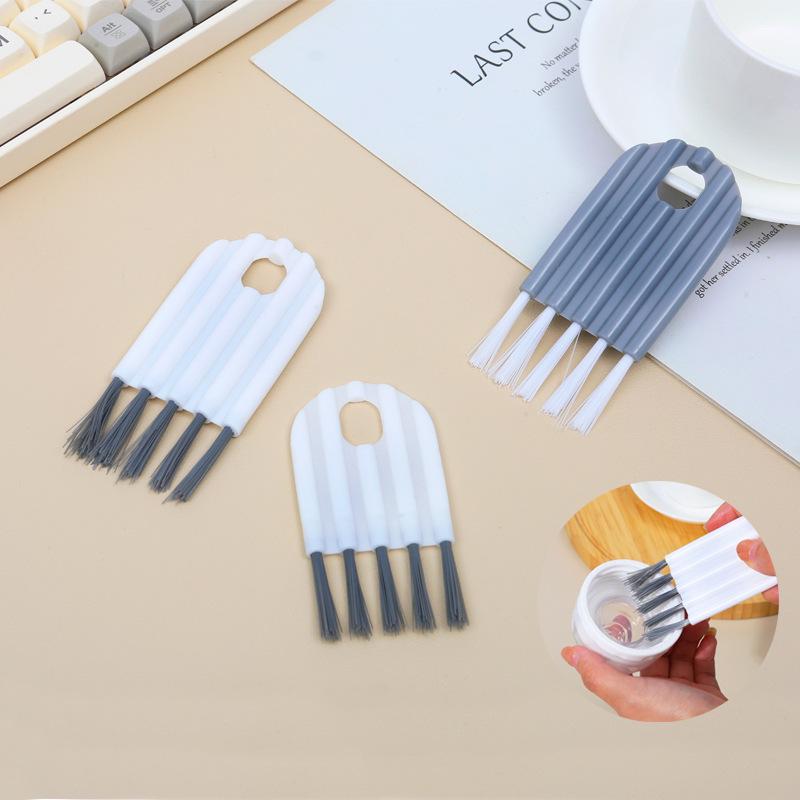 

Curved Keyboard & Crevice Brush with Cup Lid, Groove, and Air Cushion Comb Features Small White 9*4.5cm