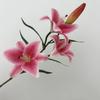 5PCS Artificial Lily Flower Branch Realistic Looking 3D Printed 3 Heads Lily Plant for Wedding Floral Decoration