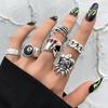 Vintage Hollow Butterfly Heart Ring Set for Women