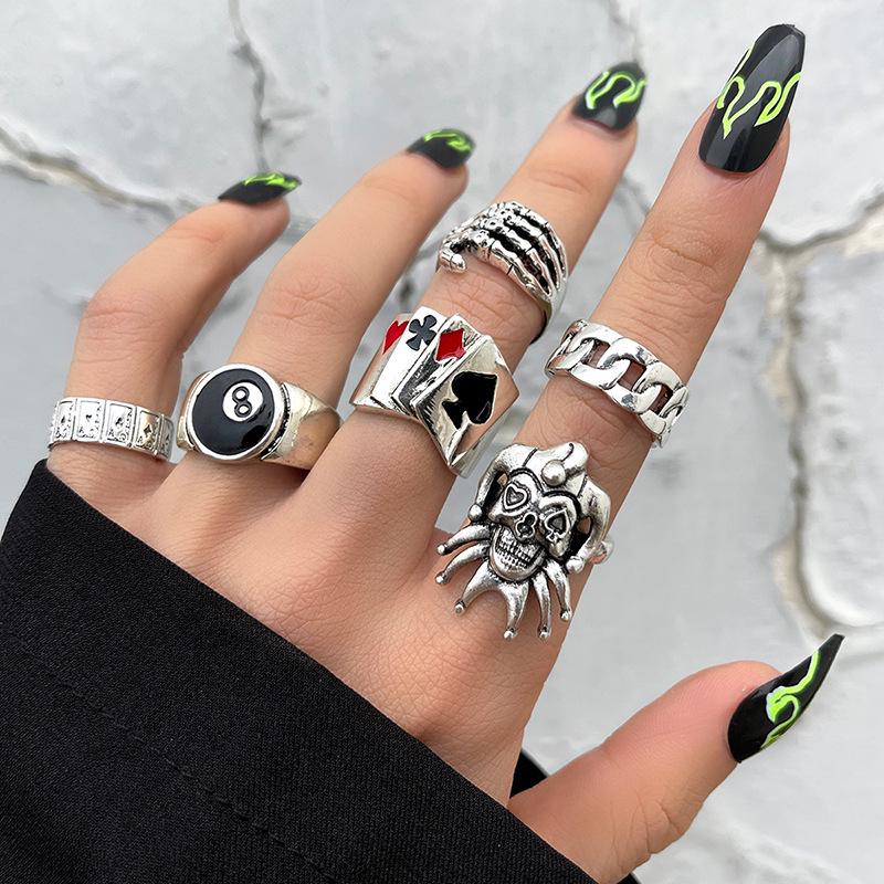 Vintage Hollow Butterfly Heart Ring Set for Women