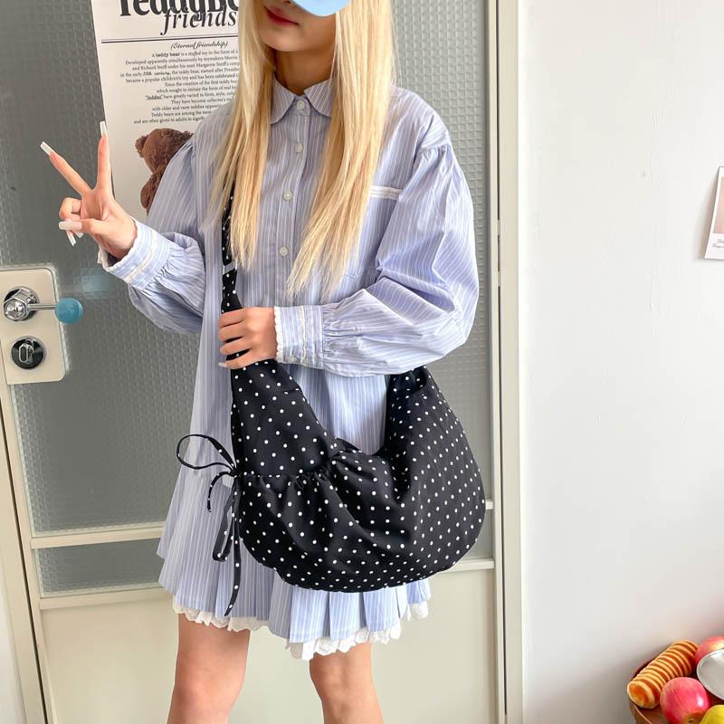 Casual Polka Dot Shoulder Bags for Women Large Capacity Ladies Crossbody Bag Daily Simple College Student Girls Handbags Tote
