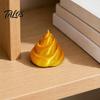 Flat Base Figurine 3D Printed Golden Poop Rotating Figurine, Luck Fortune Desk Decor, Funny Car Wealth Symbol Decoration Accessory with Turnable Base,