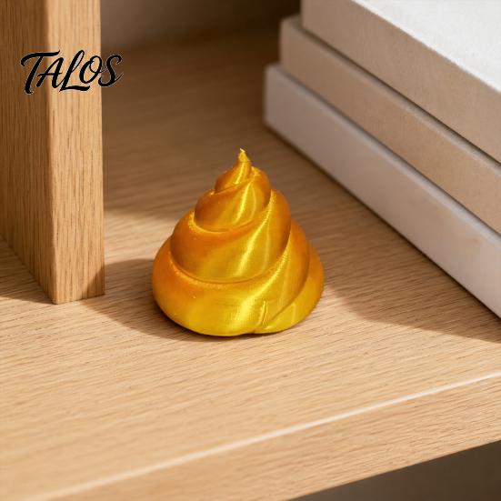 Flat Base Figurine 3D Printed Golden Poop Rotating Figurine, Luck Fortune Desk Decor, Funny Car Wealth Symbol Decoration Accessory with Turnable Base,