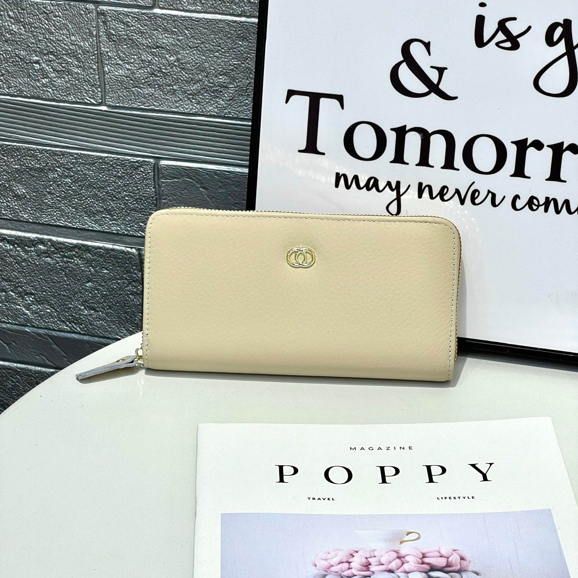 

Женский винтажный длинный кошелек на молнии - кошелек-клатч, кошелек для монет и держатель для карт 19 * 10 * 2.5CM слоновая кость