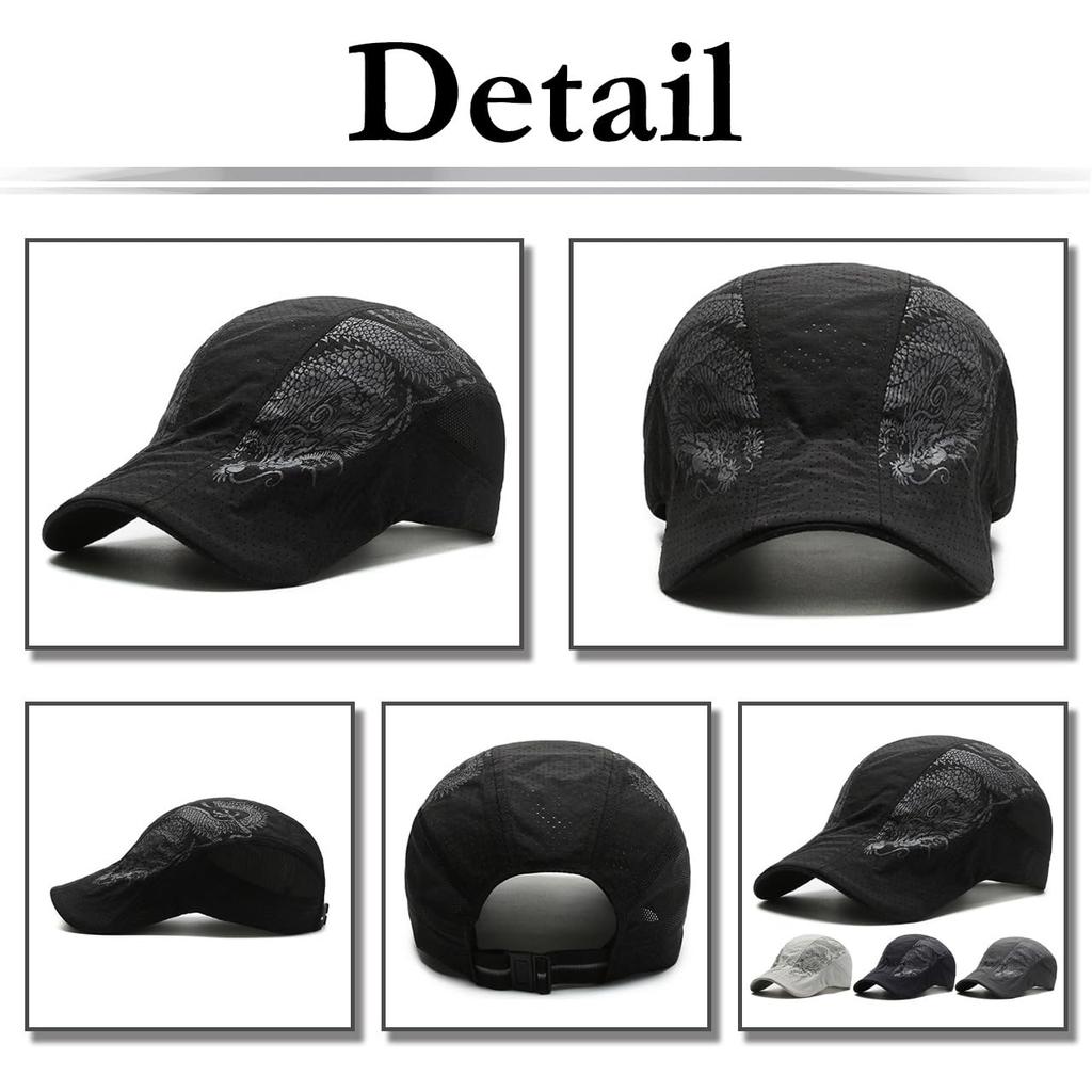 CA770 [White Fang] Hat, Dragon, Cool, Dragon, Brim, Cap, Casual, Stylish, Cool, Men's (Black)