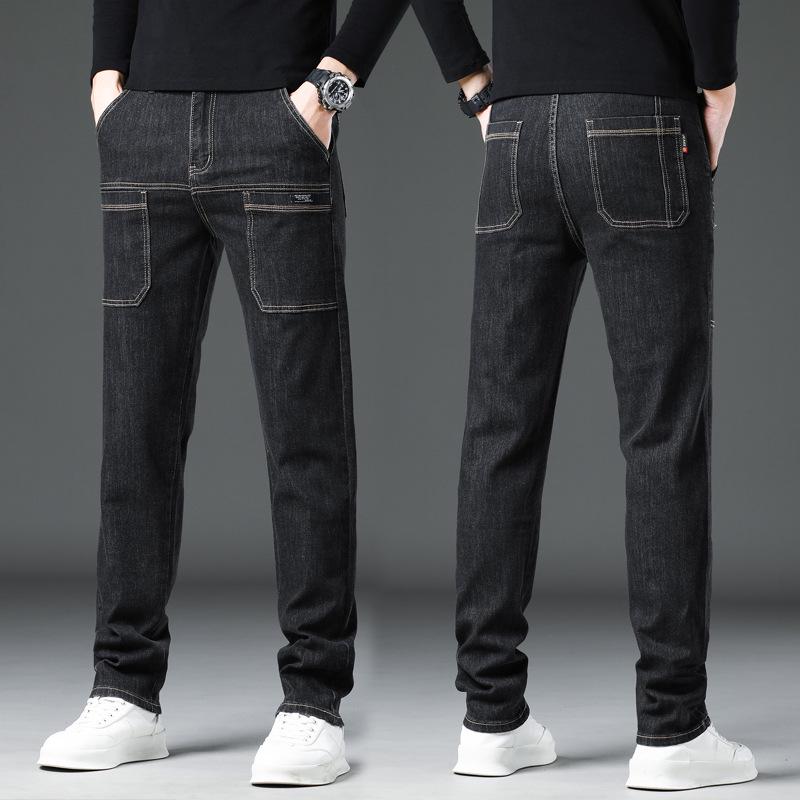 

Мужские джинсы-стрейч с шестью карманами, осенне-зимняя коллекция: Универсальный, простой, удобный классический прямой крой Waist 28 (2 1 ), 100 lbs