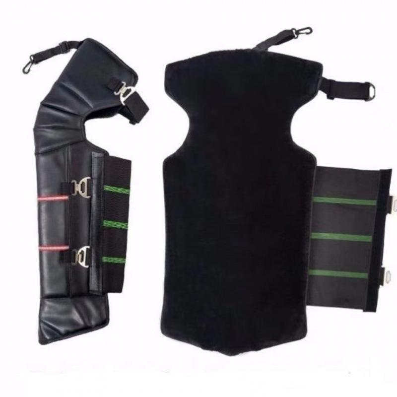 Genuine Leather Wool Knee Pads with Fleece Lining - Winter Cold Protection & Windproof for Motorcycle and Electric Scooter Riding