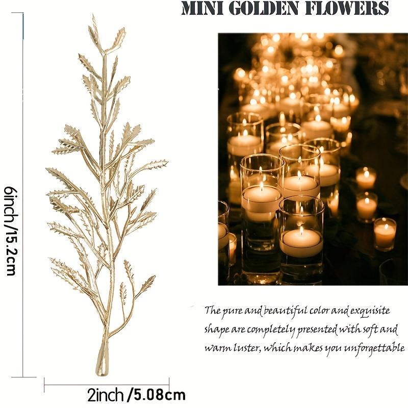 10Pcs Simulated Golden Tree Branches Floating Candles Center Filling Wedding Banquet Decoration Plastic Flowers