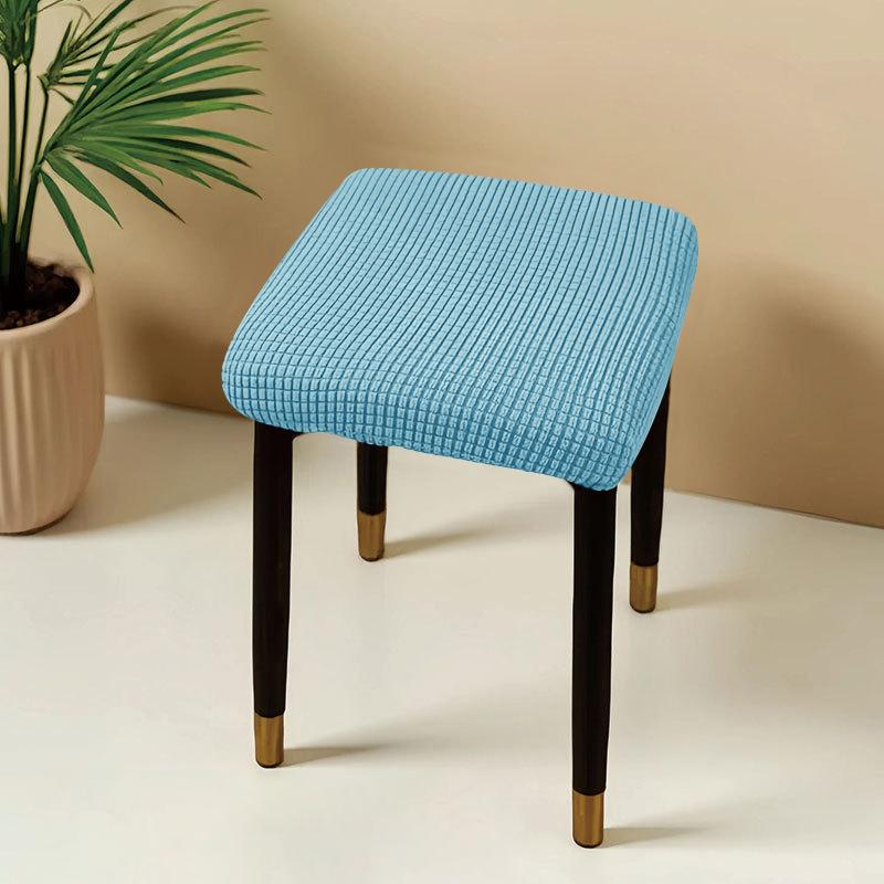 Jacquard Square Stool Covers Elastic Dust-proof and Anti-slip Stretch Chair Cover Solid Color Geometric Pattern Seat Cover