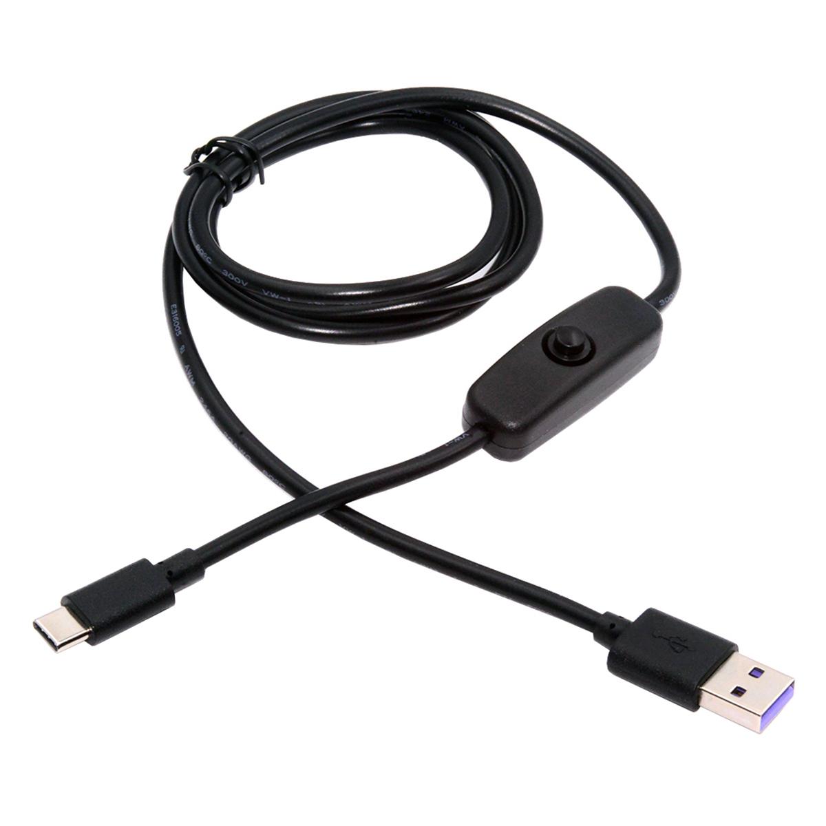

PW-015-TC 1m Type-C Male to USB-A Male USB2.0 Cable with On/Off Power Switch Button for DC5V Desk Lamp Fan Camera As Shown A