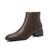 Fashion Retro square toe thick heeled short boots for women in autumn and winter 2024, new British style with plush warm Chelsea boots