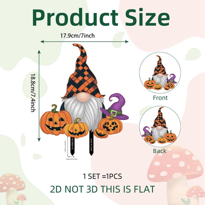 Halloween Garden Decoration Ground Cartoon Pumpkin Gnome Ghost Style Insert Stake