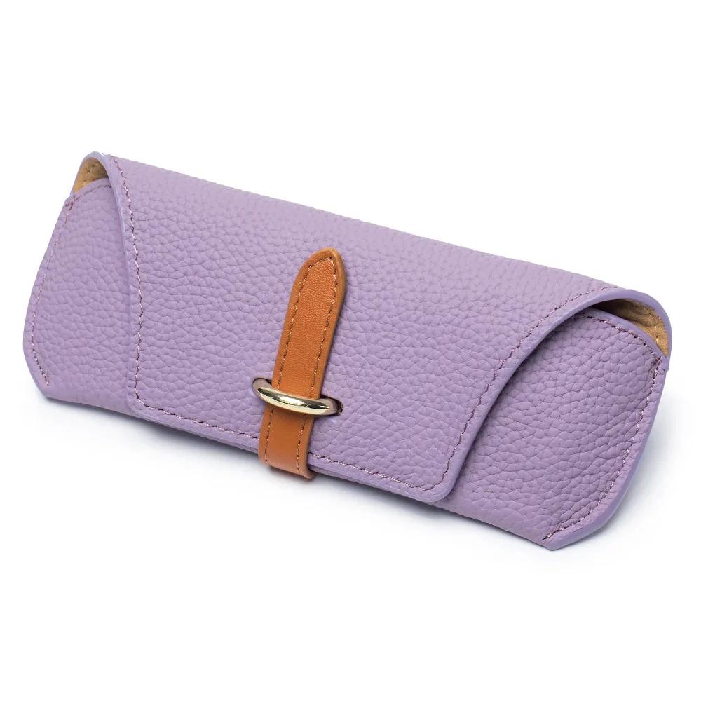 

Luxury Brand Leather Glasses Case Holder Portable Slim Sunglasses Pouch Soft Eyeglasses Eyewear Sleeve for Women Men Lightweight світло-фіолетового кольору