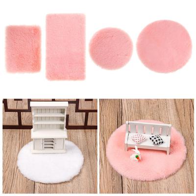 1/12 Scale Photo Props Playing House  Accessories Miniature Hairy Rug Dollhouse  Carpet Mini Floor Mat Miniature Hairy Rug