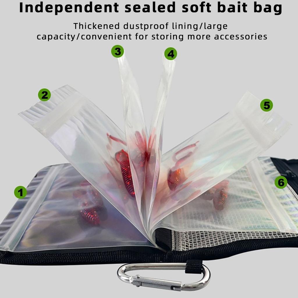 Waterproof Bait Bag Oxford Bait Wallet PVC Inner Bag Partition Fishing Bait Container Fishing Bait Sorting Bag