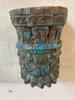 Carved Floral Wood Floating Shelf: Rustic Blue Wall Decor