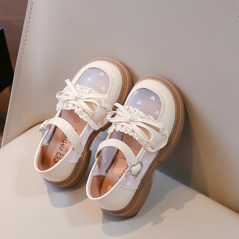 British Style Girls' Leather Mesh Soft Sole Princess Shoes - 2025 Summer Collection