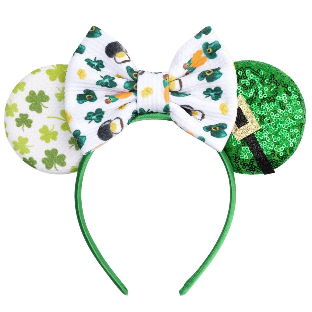 Mode St. Patrick Glitzer Mausohren Stirnband Mädchen Pailletten Haarschleife Festival Haarband Party DIY Haaraccessoires Mujer