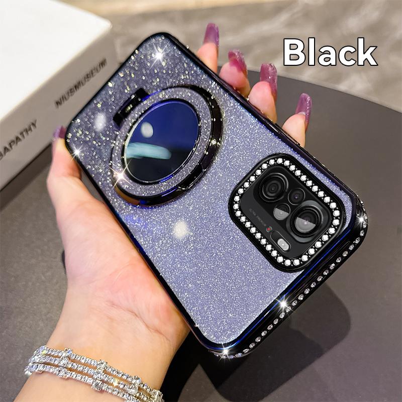 KEYSION Glitter Jewelled Magnetic Phone Case for Xiaomi M5S Makeup Mirror Stand Shockproof Cover for Redmi Note 10 10S 10 Pro 4G