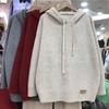 Sweater for Women Winter Solid Color Hooded Sweater for Women - Korean-style Loose-fit Casual Thick Pullover Knit Sweater