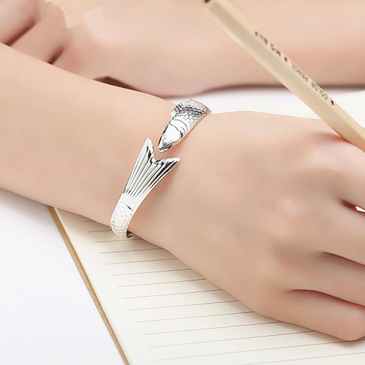 Neue Kreative Mode Persönlichkeit Glück Glück Transfer Drachen Armbänder 925 Silber Schmuck Fisch Armreifen TYB110