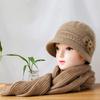 Middle-aged and elderly autumn and winter wool hat, scarf cover, elegant versatile velvet warm squirrel velvet women's knitted hat