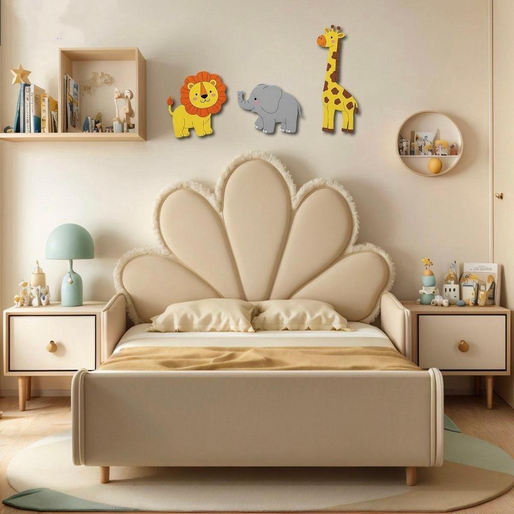 Cute Cartoon Train & Rainbow Wall Decor, Wooden Hanging Art for Kids Room