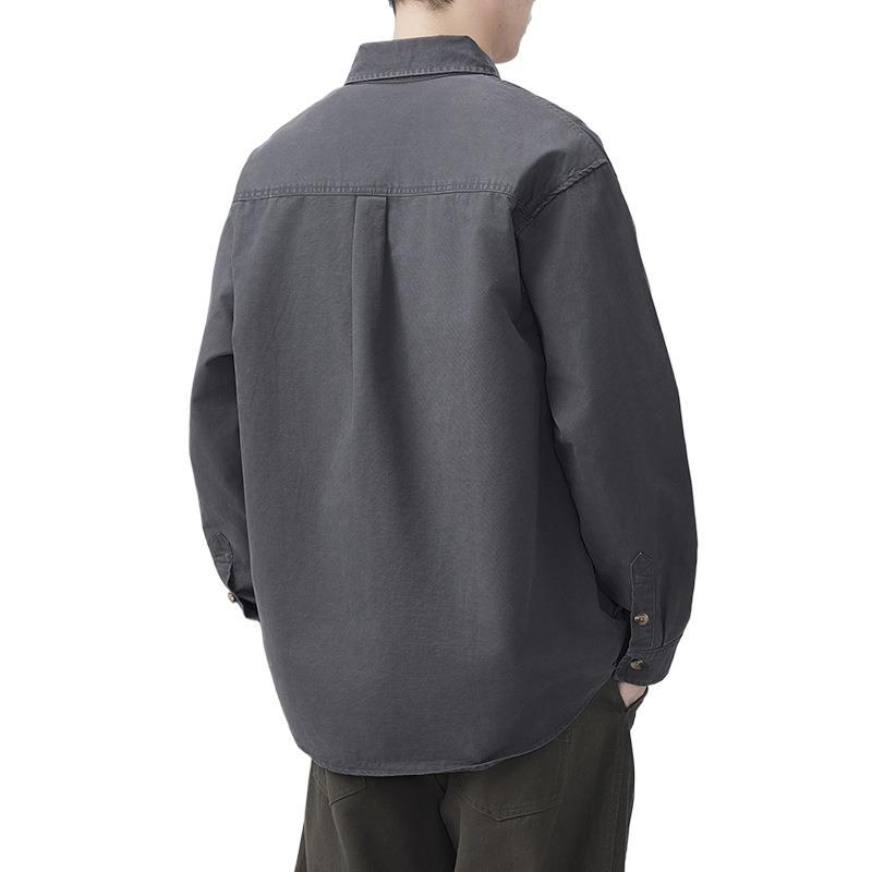 Frühling Neu Japanisch Retro Herren Locker Langarm Lässig Baumwolle Amerikanisches Arbeitshemd