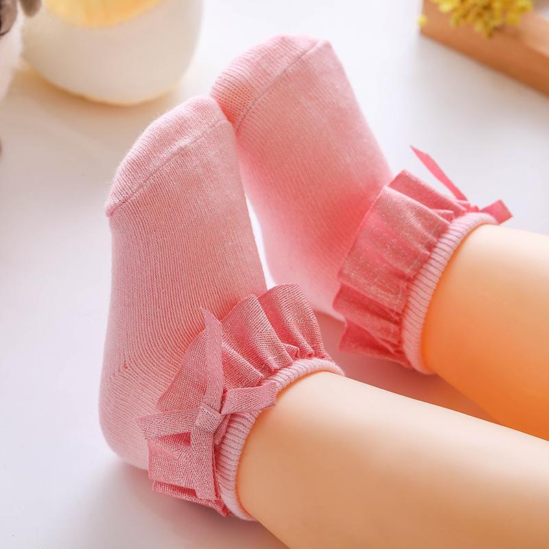 0-12M Newborn Baby Lace Socks Bow Princess Socks Girls Infant Spring and Autumn Baby Cotton Socks Girls Breathable Ruffled Socks