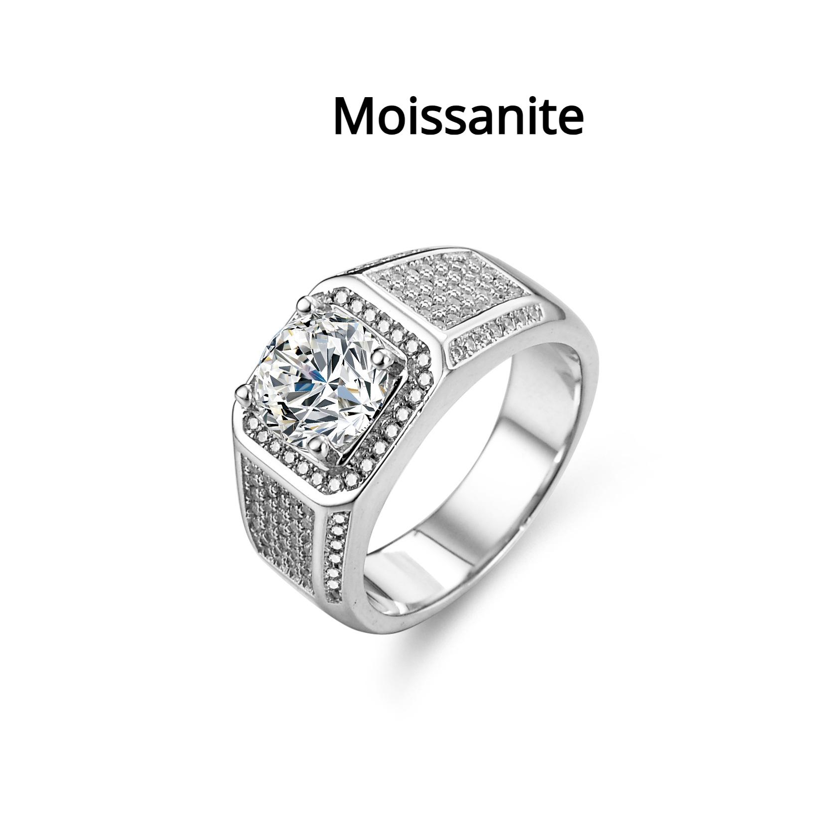 

Срібло S925, колір D, 2-каратне платинове покриття з муасаніту, чоловіче кільце з діамантом, каблучка з діамантом, обручка, обручка, подарунок для хлопця 22