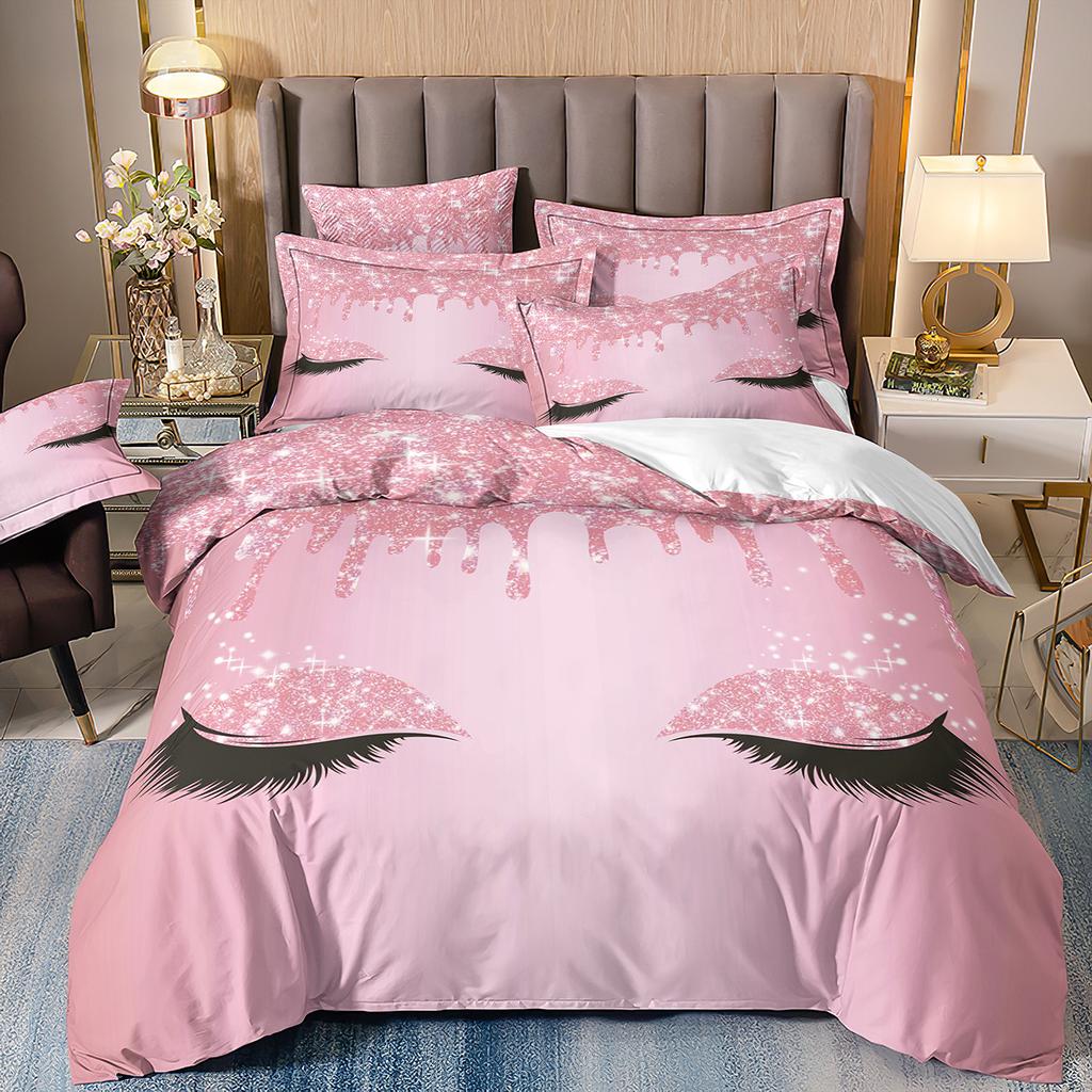 Home Textiles Eyes Eyelashes Mouth 3D Printing Four-Piece Quilt Cover Three-Piece Duvet Cover