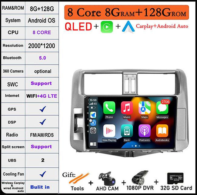 Android 14 DSP For Toyota Land Cruiser Prado 150 2009-2013 Car Radio Auto Multimedia Video Player GPS Navigation Carplay BT