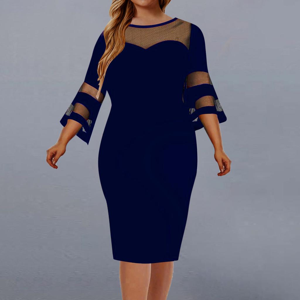 2024 Women's Large Size Mesh Gauze Patchwork Dress Package Hip Skirt