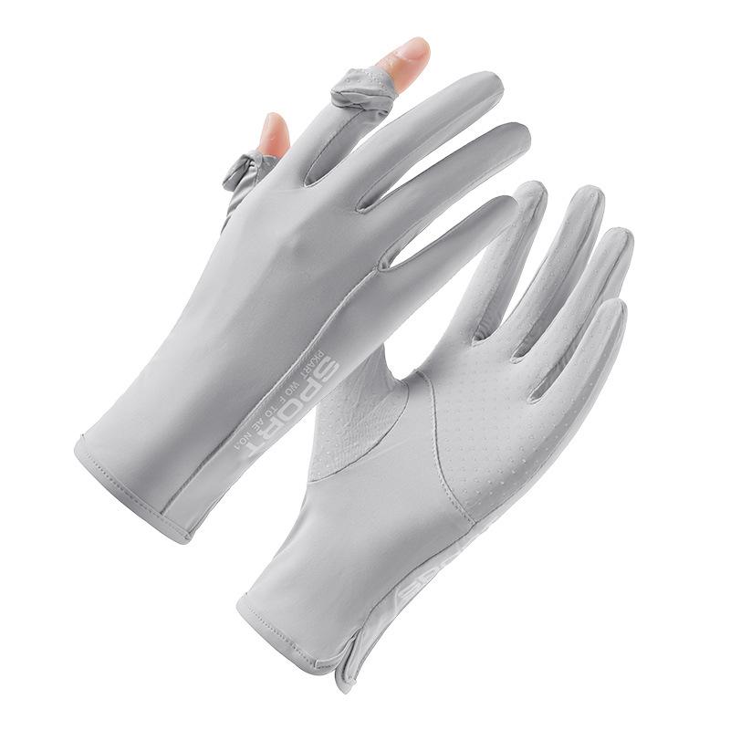 Sunscreen gloves women's UV protection spring and summer non-slip driving ice silk outdoor cycling thin original yarn sunscreen gloves